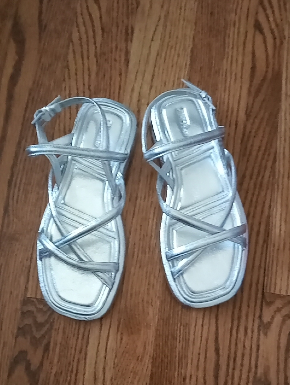 Zara Silver Sandals Size 37 - Picture 3 of 6